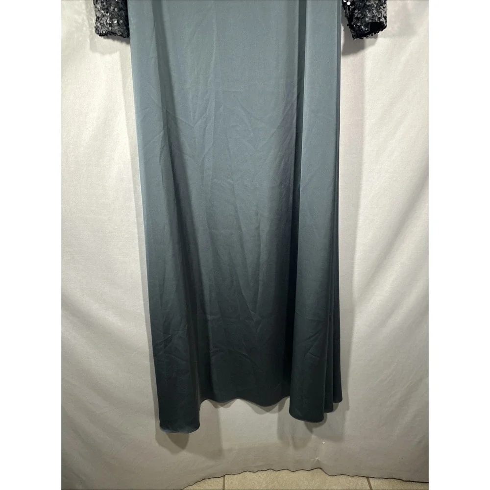 NWT $950 Sachin & Babi [ 14 ] Colette Belted‎ Sequin & Satin Gown Gunmetal J1549